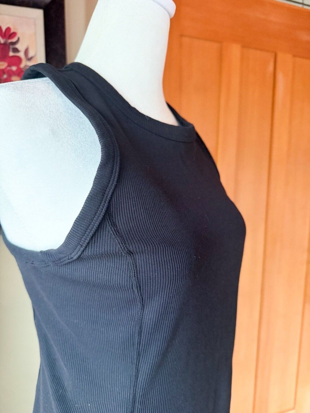 Zella Live In Rib Pocket Dress Black Athletic Sleeveless Ribbed Racerback Small - Picture 4 of 4